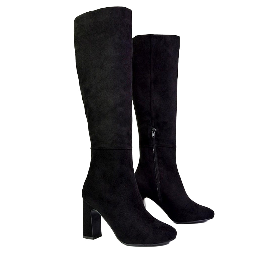 Jet Black - Side - XY London Womens-Ladies Lillia Knee-High Boots