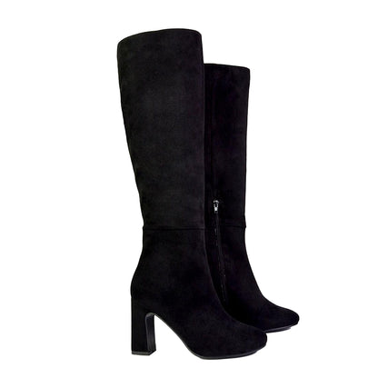 Jet Black - Front - XY London Womens-Ladies Lillia Knee-High Boots
