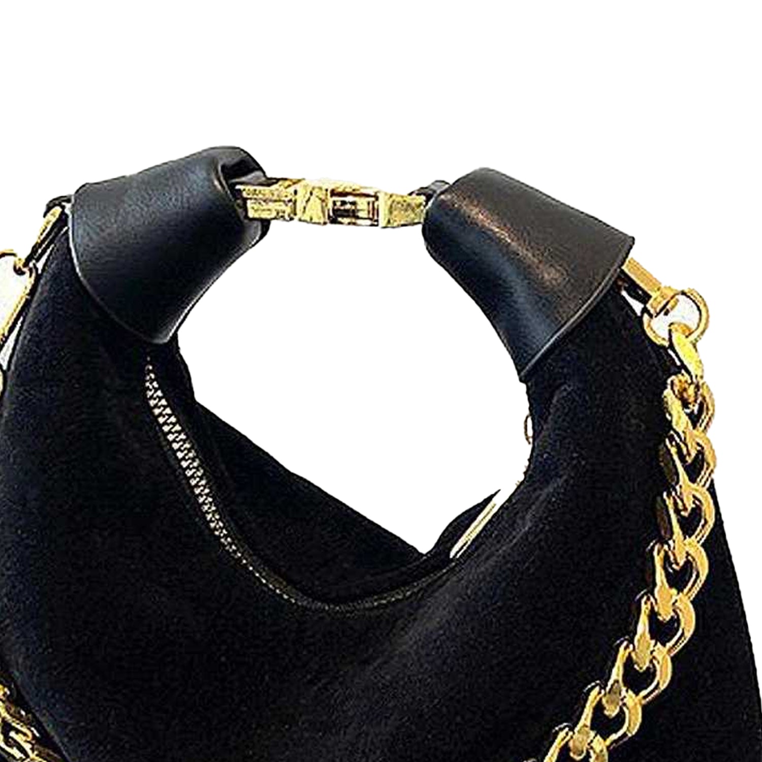Black - Back - XY London Womens-Ladies Livvy Faux Suede Detachable Chain Handbag
