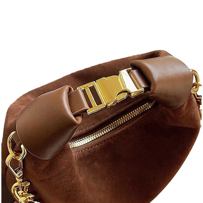 Tan - Back - XY London Womens-Ladies Livvy Faux Suede Detachable Chain Handbag