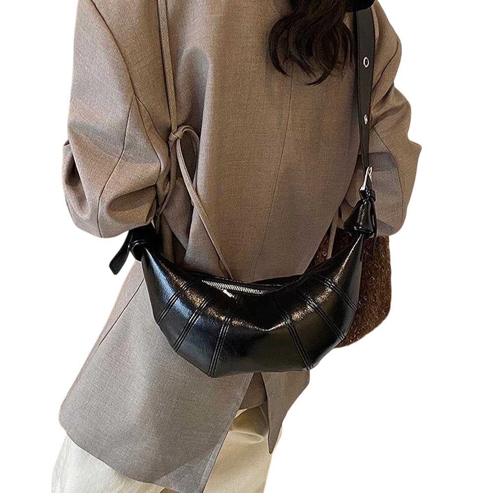 Black - Back - XY London Womens-Ladies Natalie Crescent Shaped Crossbody Bag