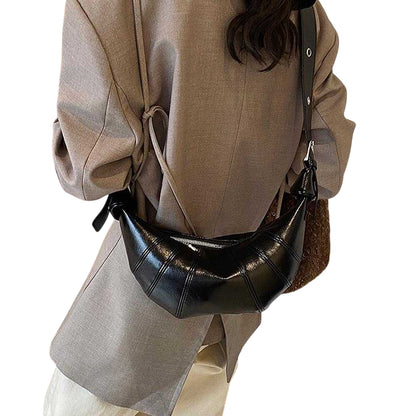 Black - Back - XY London Womens-Ladies Natalie Crescent Shaped Crossbody Bag