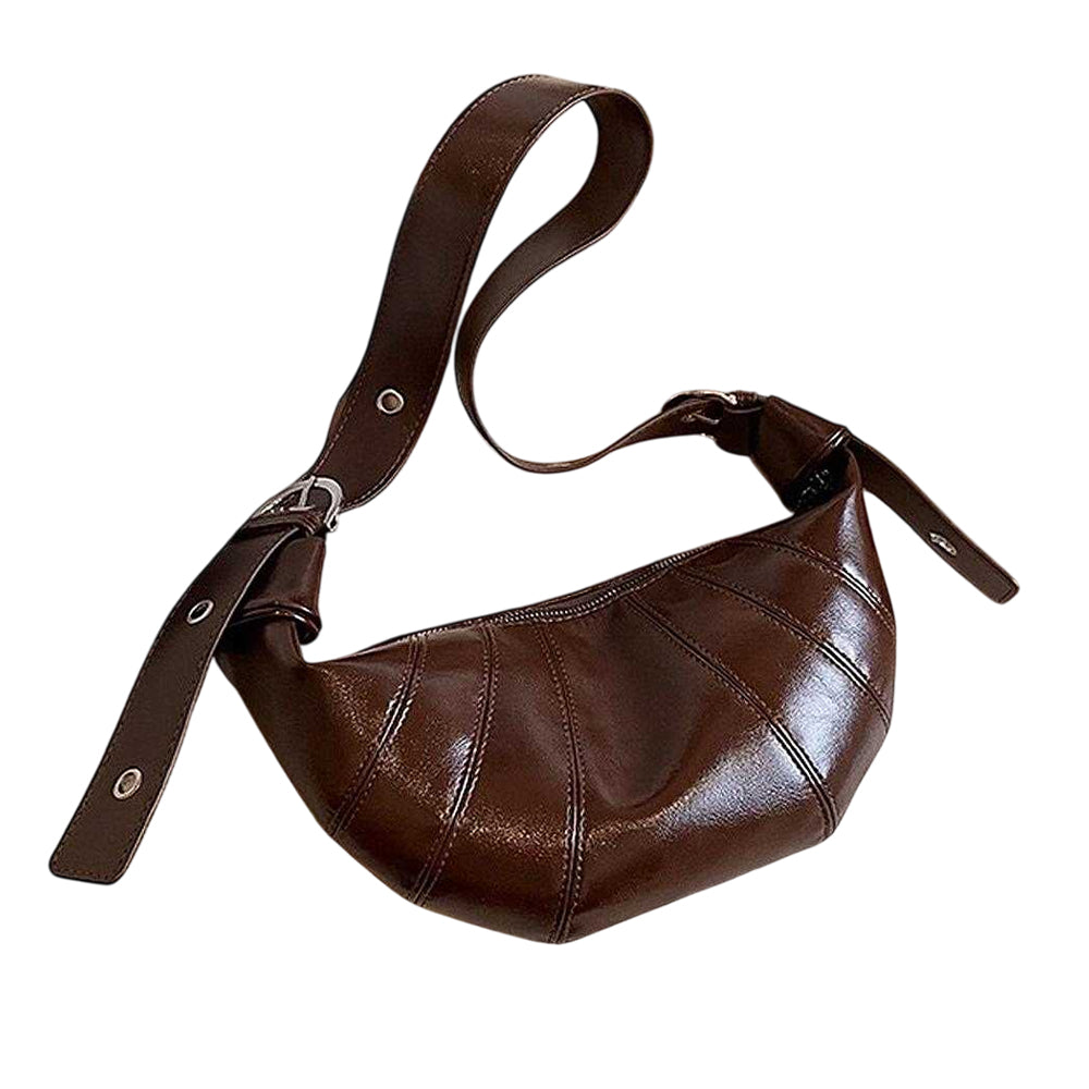 Brown - Front - XY London Womens-Ladies Natalie Crescent Shaped Crossbody Bag