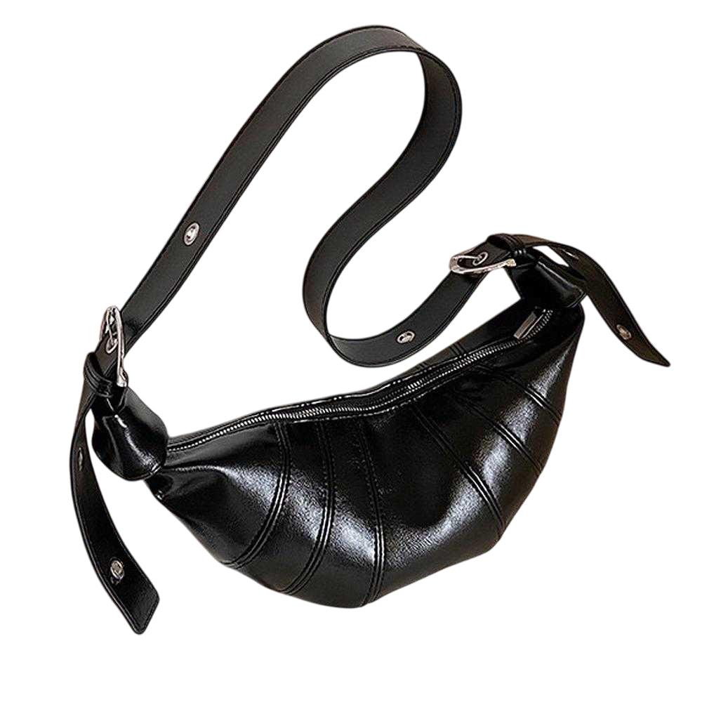 Black - Front - XY London Womens-Ladies Natalie Crescent Shaped Crossbody Bag