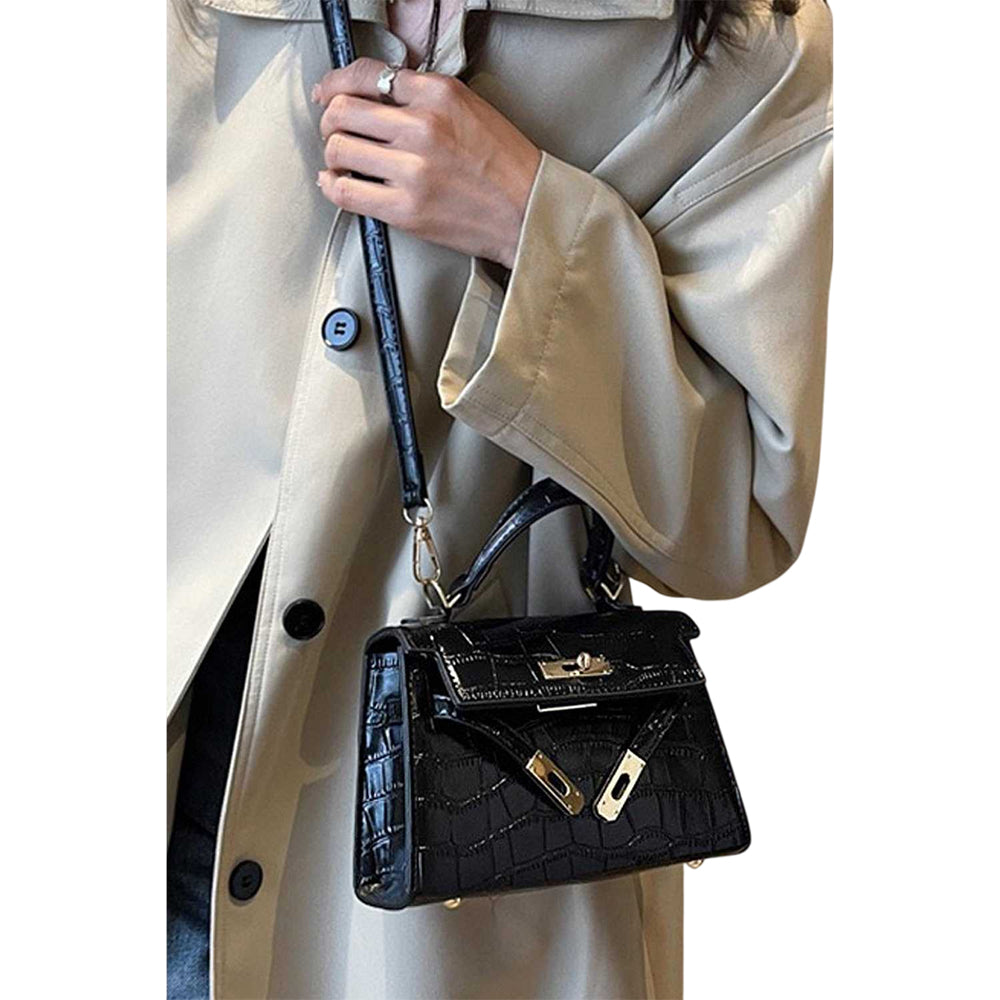 Black - Side - XY London Womens-Ladies Maya Removable Straps Satchel