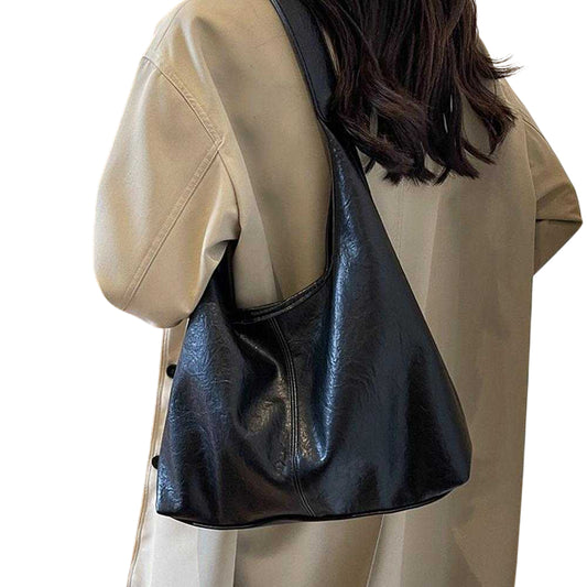 Black - Front - XY London Womens-Ladies Athena Magnetic Closure Slouch Tote Bag