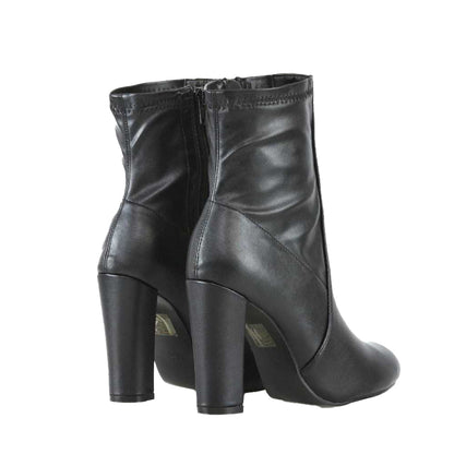 Black - Back - XY London Womens-Ladies Margot Tassel Side Zip High Block Heel Ankle Boots