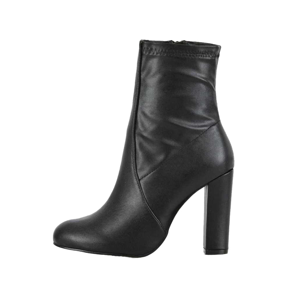 Black - Side - XY London Womens-Ladies Margot Tassel Side Zip High Block Heel Ankle Boots