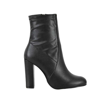 Black - Lifestyle - XY London Womens-Ladies Margot Tassel Side Zip High Block Heel Ankle Boots
