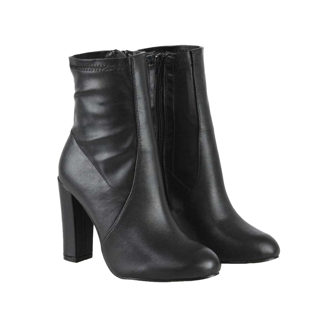 Black - Front - XY London Womens-Ladies Margot Tassel Side Zip High Block Heel Ankle Boots