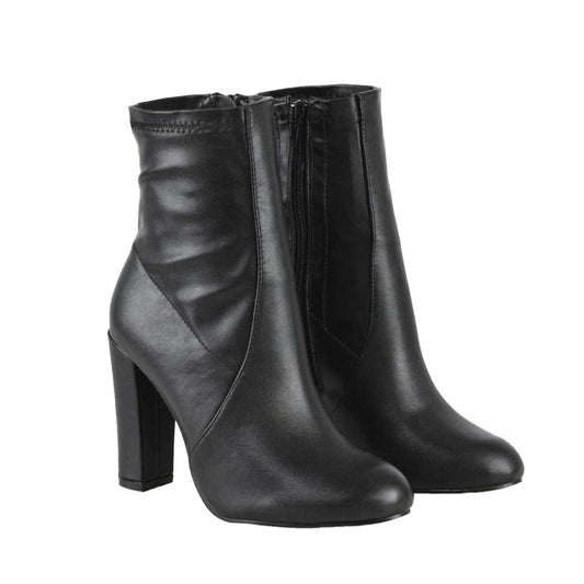 Black - Front - XY London Womens-Ladies Margot Tassel Side Zip High Block Heel Ankle Boots