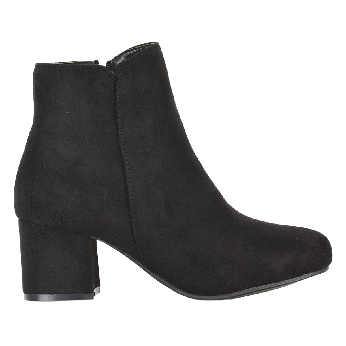 Jet Black - Lifestyle - XY London Womens-Ladies Saffy Zipped Mid Block Heel Ankle Boots