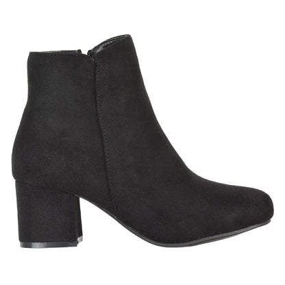 Jet Black - Lifestyle - XY London Womens-Ladies Saffy Zipped Mid Block Heel Ankle Boots