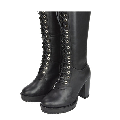 Black - Side - XY London Womens-Ladies Ruthie Platform Knee-High Boots