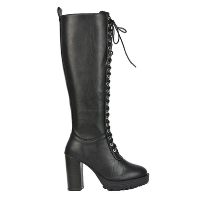 Black - Lifestyle - XY London Womens-Ladies Ruthie Platform Knee-High Boots