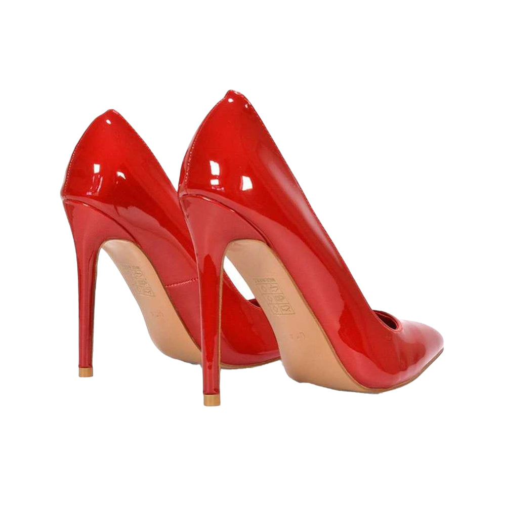 Cherry Red - Back - XY London Womens-Ladies Lu Lu Patent High Stiletto Heel Court Shoes