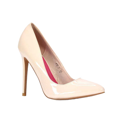 Beige - Lifestyle - XY London Womens-Ladies Lu Lu Patent High Stiletto Heel Court Shoes