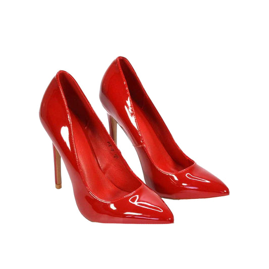 Cherry Red - Front - XY London Womens-Ladies Lu Lu Patent High Stiletto Heel Court Shoes