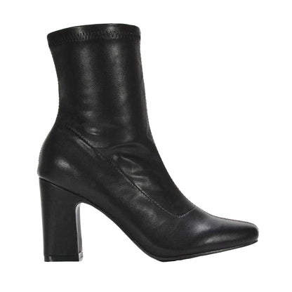 Black - Side - XY London Womens-Ladies Alex Side Zip Stretch Block Heel Ankle Boots