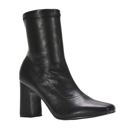 Black - Front - XY London Womens-Ladies Alex Side Zip Stretch Block Heel Ankle Boots
