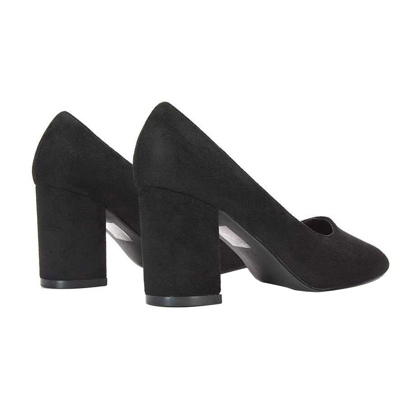 Jet Black - Back - XY London Womens-Ladies Esme Round Toe Mid Block Heel Court Shoes