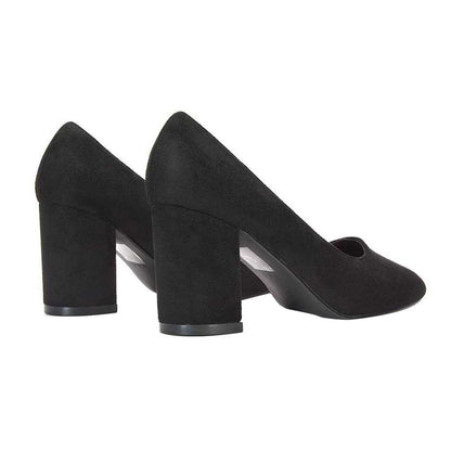 Jet Black - Back - XY London Womens-Ladies Esme Round Toe Mid Block Heel Court Shoes