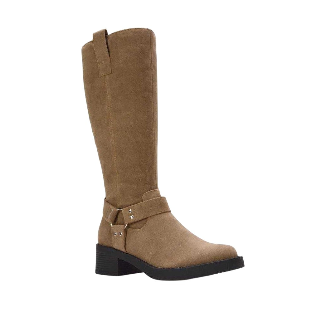 Taupe - Lifestyle - XY London Womens-Ladies Roma Knee-High Mid Block Heel Western Boots