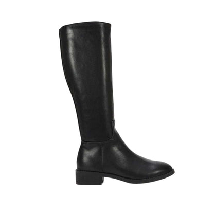 Black - Side - XY London Womens-Ladies Lucia Knee-High Low Block Heel Riding Boots
