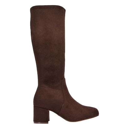 Brown - Lifestyle - XY London Womens-Ladies Masie Knee-High Low Mid Block Heel Boots