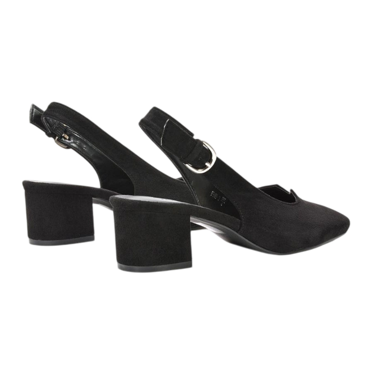 Jet Black - Back - XY London Womens-Ladies Elowen Sling Back Mid Block Heel Court Shoes