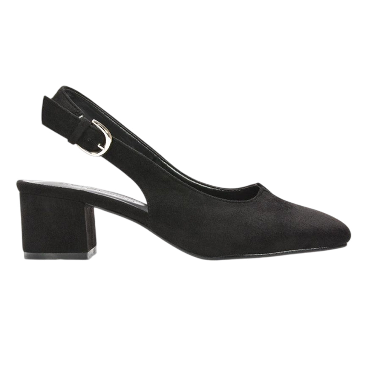 Jet Black - Lifestyle - XY London Womens-Ladies Elowen Sling Back Mid Block Heel Court Shoes