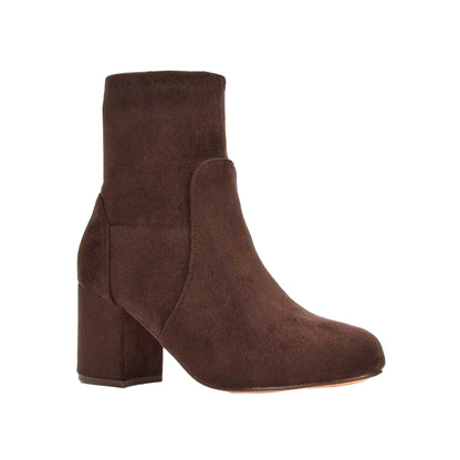 Brown - Side - XY London Womens-Ladies Rogue Mid Block Heel Ankle Boots