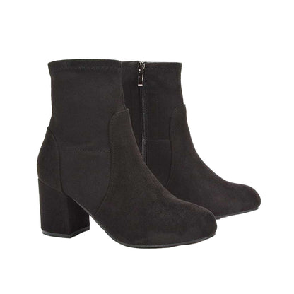 Jet Black - Front - XY London Womens-Ladies Rogue Mid Block Heel Ankle Boots