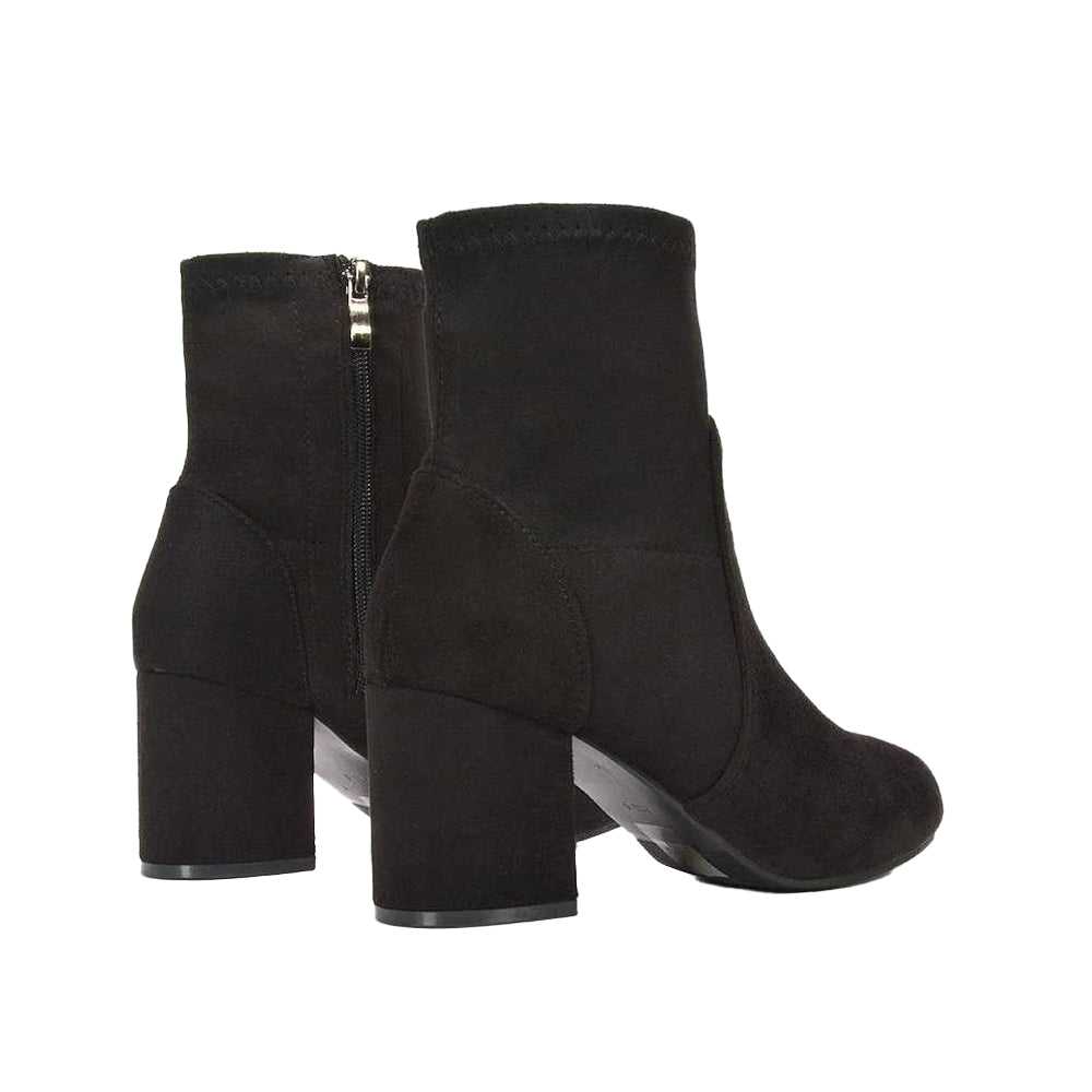 Jet Black - Back - XY London Womens-Ladies Rogue Mid Block Heel Ankle Boots