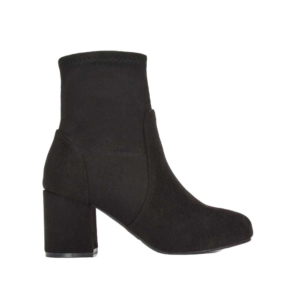 Jet Black - Side - XY London Womens-Ladies Rogue Mid Block Heel Ankle Boots