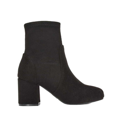 Jet Black - Side - XY London Womens-Ladies Rogue Mid Block Heel Ankle Boots