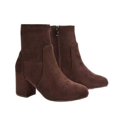 Brown - Front - XY London Womens-Ladies Rogue Mid Block Heel Ankle Boots