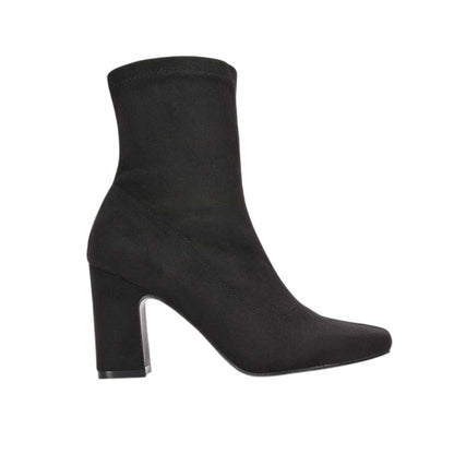 Jet Black - Side - XY London Womens-Ladies Alex Side Zip Stretch Block Heel Ankle Boots