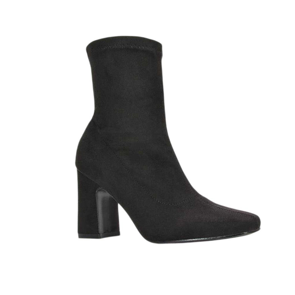 Jet Black - Lifestyle - XY London Womens-Ladies Alex Side Zip Stretch Block Heel Ankle Boots