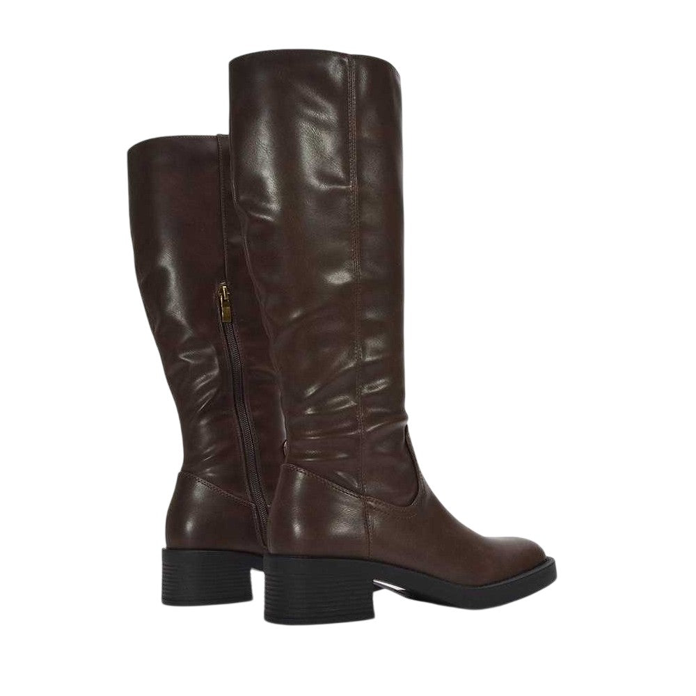 Brown - Back - XY London Womens-Ladies Nyx Knee-High Riding Boots