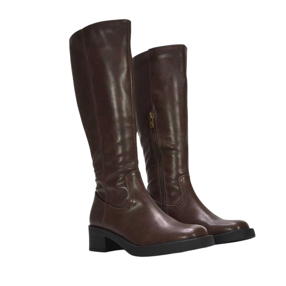 Brown - Front - XY London Womens-Ladies Nyx Knee-High Riding Boots