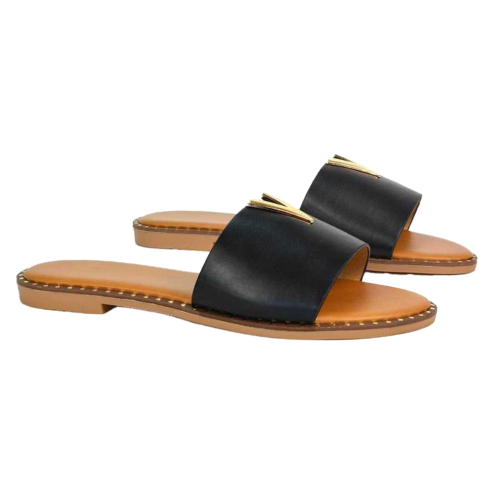 Black - Lifestyle - XY London Womens-Ladies Rorie Cut Out Sliders