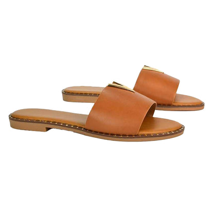 Tan - Lifestyle - XY London Womens-Ladies Rorie Cut Out Sliders