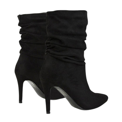 Jet Black - Back - XY London Womens-Ladies Velma Ruched High Stiletto Heel Ankle Boots
