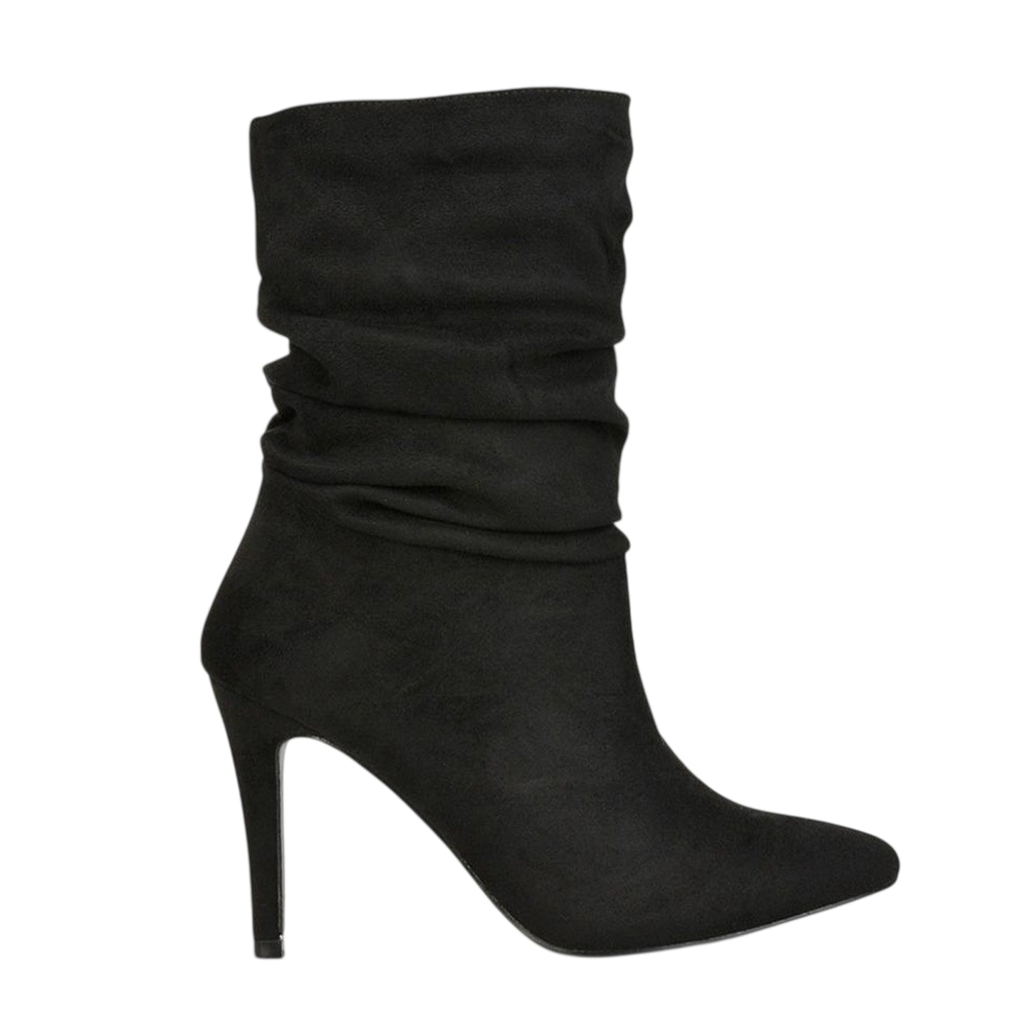 Jet Black - Side - XY London Womens-Ladies Velma Ruched High Stiletto Heel Ankle Boots