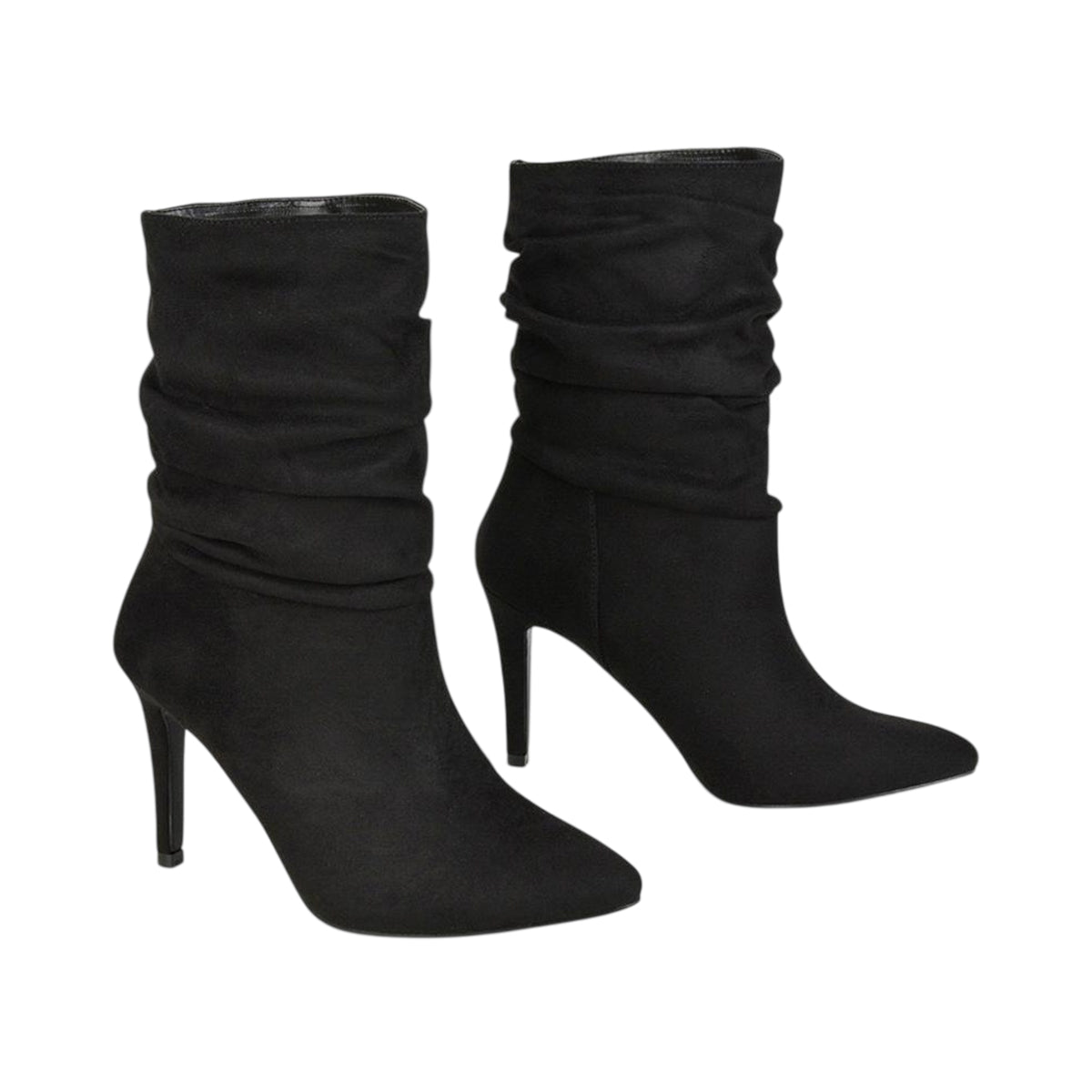 Jet Black - Pack Shot - XY London Womens-Ladies Velma Ruched High Stiletto Heel Ankle Boots