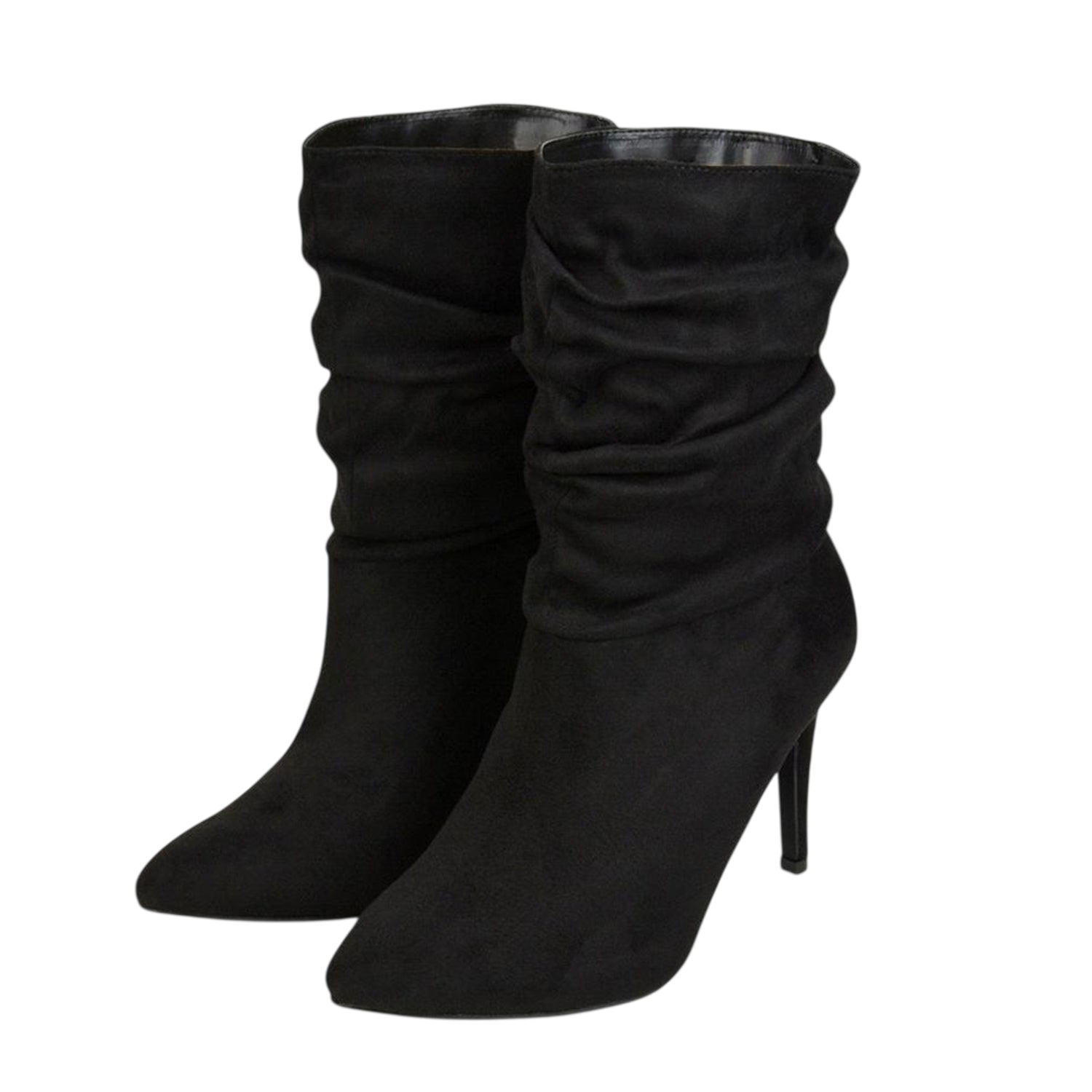 Jet Black - Front - XY London Womens-Ladies Velma Ruched High Stiletto Heel Ankle Boots