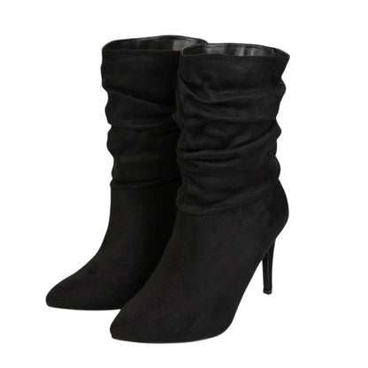 Jet Black - Front - XY London Womens-Ladies Velma Ruched High Stiletto Heel Ankle Boots