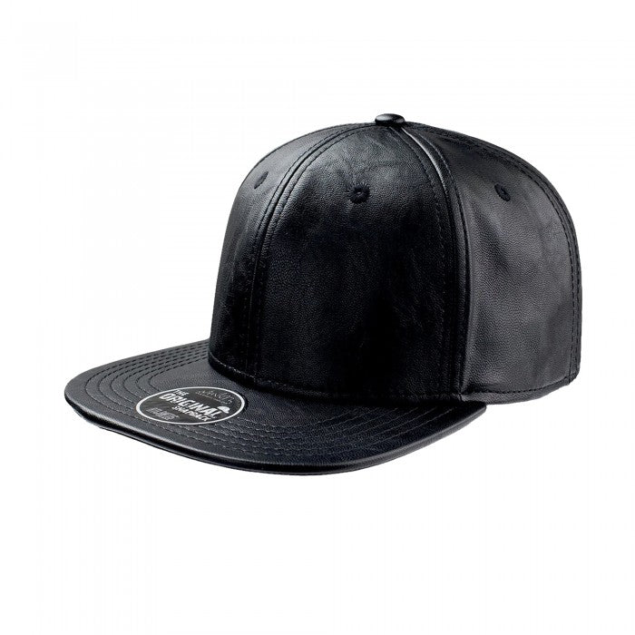 Front - Atlantis Snap Eco Flat Visor PU Leather 6 Panel Cap