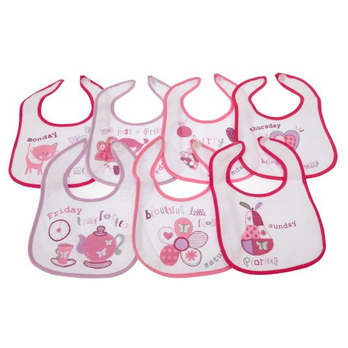 Front - Baby Patterned 7 Days Of The Week Bibs In Boys & Girls Options (Pack Of 7)